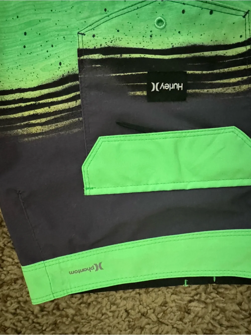 Hurley Men’s Green phantom Stripe Boardshorts